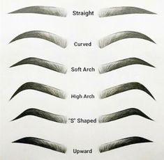 Medium Arch Eyebrows Shape, Upward Brows, Eyebrow Chart, Brow Shapes, Brow Lifting, Eyebrow Plucking, Oblong Face, Draw Eyebrows, Eyebrow Makeup Products