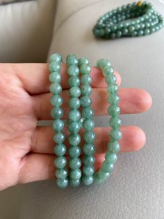 🌈 Jadeite Beaded (6.8mm) Necklace Bracelet, Green, 108 beads 🌷 Untreated Natural Jadeite/ Grade A Jade 🌷 Jade from Myanmar/ Burma 🌷 100% handmade carving 🌷 Bead size : 6.8mm 🌷 Number of Beads : ~108 🌷 Color : Green 🌷 Free shipping from Hong Kong with tracking number provided 🌷 Take approximately 7-28 days to arrive worldwide ❤️ In Chinese Culture: Young people wear jade pendant will have a prosperous life, attracts good luck and friendship Old people wear jade pendant will have a health Aventurine Gemstone Beads Bracelet, Hand-strung Aventurine Beaded Bracelets, Lavender Green, Jade Bangle, 108 Bead, 28 Days, Old People, Chain Jewelry, Jade Pendant