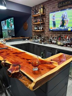 Live Edge Bar Top, Live Edge Bar, Pink Bar, Market Street, Bar Top, Bar Ideas, Live Edge, Shelves, Bar