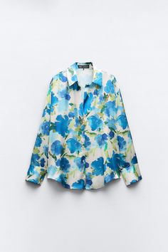 Casual Blouse Designs, Smock Blouse, Floral Print Design, Chic Blouses, Business Shirts, Satin Shirt, Flower Fashion, Casual Blouse, Swimwear Accessories