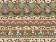 an intricately designed wallpaper with flowers and leaves on it's borders