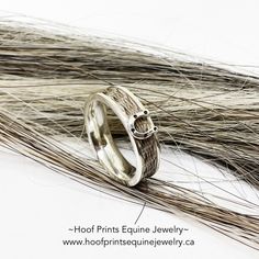 Only have mane hair from your beloved horse, but tired of admiring everyone else's ring?  This ring is for you!  This NEW ring has been made specifically for mane hair.  Typically, mane hair could not be used in rings, because it can not hold up to the weaving process. The hair is braided rather than being woven and set into a recessed channel for added protection.  Each ring is 925 sterling silver and has a beautiful sterling horseshoe accent.  This ring can also use tail hair and be woven or braided (tail only)  Prices include hair prep, gift box, custom engraving and tracked/insured shipping. Horse Shoe Nose Ring, Horse Hair Ring, Horse Ring For Women, Horse Rings, Silver Adjustable Horseshoe Rings, Horsehair Jewelry, Mane Hair, Hoof Print, Horse Ring