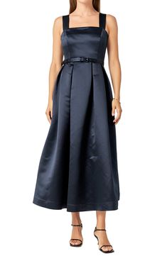 Feel your most elegant in this square-neck midi dress that gets an elevated vibe from tonal details and a little bit of volume from box pleats at the skirt. Hidden side-zip closure Square neck Lined 100% polyester Hand wash, dry flat Imported Evening Midi Dress With Box Pleat, Chic Pleated Midi Dress With Straight Neckline, Pleated A-line Midi Dress For Dinner, Evening A-line Midi Dress With Box Pleat, Formal Midi Dress With Box Pleat And Full Skirt, Formal Pleated Midi Dress With Fitted Bodice, Formal Midi Dress With Pleated Bodice And Full Skirt, Formal Pleated Midi Dress With Full Skirt, Formal Pleated Full Skirt Midi Dress