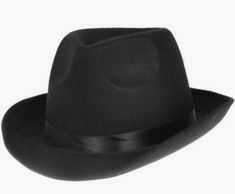 This black fedora with black band is a perfect hat for a gangster, mobster, 20's or 40's outfit, Blues Brothers, detective or other character. Includes a lightweight character hat made from a crush resistant material. This classic hat will fit most adults and teens. 1920's and other costumes and accessories are sold separately on our page – subject to availability. Black Gold Silver Hat/fasanater For Wedding, Classic Black Hat For Costume, Western Black Costume Hats And Headpieces For Party, Classic Fedora With Short Brim For Party, Classic Short Brim Fedora For Party, Classic Brimmed Fedora For Parties, Classic Fitted Fedora For Parties, Black Fedora Felt Hat For Halloween, Black Fedora Halloween Costume Hat