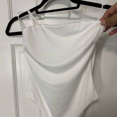 Brand New Bodysuit One Shoulder Bodysuit Feels Really Soft White One-piece Top For Spring, White Stretch Tops With Lined Body, White Stretch Top With Lined Body, White Lined Summer Top, One Shoulder Bodysuit, Strap Bodysuit, Shein Tops, One Shoulder, Color White