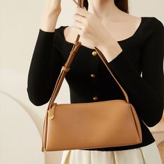 Gender: Women Type: Shoulder Bag Features: Adjustable Strap, Inner Pockets Main Materials: Cowhide Lining: Polyester Type of Closure: Zipper Style: Casual, Daily, Stylish Size: Length: 27.00 cm/ 10.63 " Width: 12.00 cm/ 4.72 " Height: 13.00 cm/ 5.12 " Versatile Daily Use Baguette Bag, Chic Business Shoulder Bag With Single Strap, Elegant Business Shoulder Bag With Single Strap, Versatile Everyday Faux Leather Baguette Bag, Minimalist Solid Baguette Bag For Everyday Use, Minimalist Rectangular Shoulder Bag With Single Strap, Elegant Brown Baguette Bag With Single Shoulder Strap, Solid Color Handheld Baguette Bag For Everyday Use, Versatile Solid Color Handheld Shoulder Bag