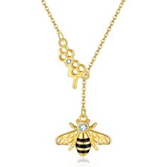 PRICES MAY VARY. 🌸🐝 **Guardians of Nature: The Dance of Bees Among Flowers** .Every day, bees tirelessly flit among flowers, bringing us sweet honey.Their hives are marvels of nature, and each drop of honey represents their ceaseless effort.This bee honeycomb necklace is a perfect gifts for bee lovers. 🌸🐝 Bee Necklace Material : 925 sterling silver plated with gold bee Jewelry fashion, classic and cute. Lead-Free & Nickel-Free, Hypoallergenic and Safety for sensitive skins women. 🌸🐝 Bee Pe Bee Accessories, Bee Jewelry Gold, Bee Necklaces, Bee Necklace Cute, Honeycomb Jewelry, Gold Bee Necklace, Bee Charm Jewelry, Bee Pendant Necklace, Honeycomb Necklace