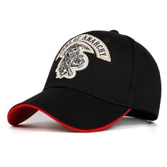 if you love cool skull are you a fan of sons of anarchy? the skull action team is big fans.. our gift for you is these two unique embroidered soa caps to join samcro and ride with your brothers. Conception 3D HD : embroidered motifs Worked Finish : no irritating seams Anti-Transpiration : 6 breathing eyelets One size fits all : adjustable belt Composition : 70% Polyester, 30% Coton STANDARD SHIPPING OFFERED Black Skull Baseball Cap For Streetwear, Adjustable Black Baseball Cap With Skull Print, Skull Embroidery, Designer Caps, Skull Hat, Fashion Cap, Cap Mens, Baseball Caps Mens, Sport Hat