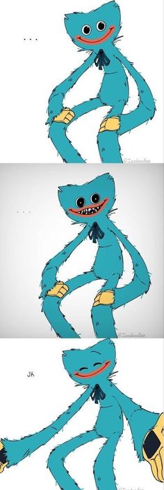 an animated drawing of a blue creature with two arms and legs, one holding a banana