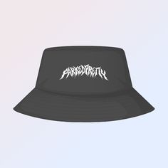 NEW Embroidered Bucket Hat with our Metal font inspired design! Available in white and black.Stitched to order! Arrives after 10-14 business days (includes production time)! Cheap Outdoor Bucket Hat With Letter Print, Black Hat With Logo Print And Flat Brim, Curved Brim Hats With Logo Print For Streetwear, Black Bucket Hat With Letter Print And Curved Brim, Adjustable Black Bucket Hat With Letter Print, Black Bucket Hat With Embroidered Logo For Streetwear, Black Curved Brim Bucket Hat For Streetwear, Black Letter Print Bucket Hat, Urban Black Bucket Hat With Curved Brim