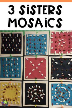 the three sisters mosaics are made with paper and sprinkles to make them look