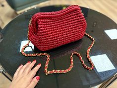 Crochet Woven Red Metallic Leather Pouch Clutch Bag Wedding - Etsy Clutch Bag Wedding, Vegan Purses, Crochet Weaves, Wedding Clutch, Metallic Yarn, Wedding Etsy, Leather Clutch Bags, Leather Pouch, Metallic Leather