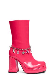 base Trendy Pink Platform Party Boots, Edgy Pink Party Boots, Capricorn Fashion, Mcbling Aesthetic, Pink Platform Boots, Star Sunglasses, Boot Charms, Ring Pulls, Barbie Shoes