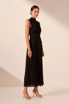 Clemence High Neck Midi Dress | Black | Dresses | Shona Joy – Shona Joy International Elegant Sheer Midi Dress, Elegant Midi Dress With Sheer Bodice, Elegant Summer Midi Dress With Sheer Sleeves, Chic Fitted Long Chiffon Dress, Sheer Knee-length Midi Dress For Formal Occasions, Sheer Bodice Chiffon Maxi Dress, Elegant Midi Dress With Sheer Bodice For Cocktail, Elegant Mesh Dress With Sheer Bodice For Date Night, Elegant Sheer Midi Dress For Formal Occasions