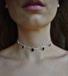 Opal, Moonstone, Onyx, Labradorite, Amethyst Choker Necklace With Sterling Silver With Chunky Curb Chain Fairycore Vibe, Whimsical Grunge - Etsy Amethyst Choker, Whimsical Grunge, Snake Choker Necklace, Chunky Silver Necklace, Quartz Choker, Silver Link Necklace, Opal Moonstone, Collage Elements, Vintage Choker Necklace