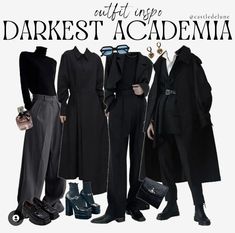 Gothic Academia, Academia Aesthetic Outfit, Outfit Dark, Dark Academia Fashion