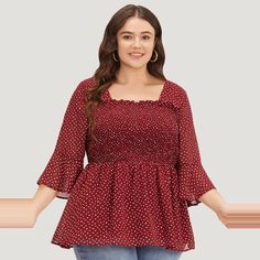 BloomChic Plus size clothing for women. You'll actually want to wear. Shop women's clothing sizes 10-30. With new styles added daily, you'll always find something to love. Free shipping on order $69. Free return for first order. Just shop now. Season:Fall Red Non-stretch Summer Blouse, Non-stretch Red Summer Blouse, Non-stretch Red Blouse For Summer, Square Neck Blouse, Womens Trendy Tops, Love Free, Plus Size Clothing For Women, Womens Clothing Sizes, Trendy Tops