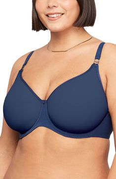 This seamless full coverage bra features soft adjustable straps and a U-back that supports with a comfortable underwire that won't pinch. 84% polyester, 16% spandex Hand wash, line dry Imported Women's Clothing Full Coverage Bra, Bra Panty, Rare Photos, Fabric Gifts, Free Fabric, Underwire Bra, Blue Stripes, Clothing Items, Adjustable Straps