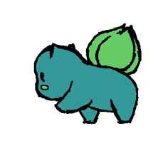 a blue and green animal with leaves on it's back