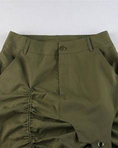 Details: Green cargo skirt with dot stripe designSkirt Length: LongMaterials:95% Polyester + 5% Spandex Green Cargo Skirt, Aesthetic Skirt, Elegant Rompers, Skirt Korean, Irregular Skirt, Summer Bathing Suits, Rompers Womens Jumpsuit, Skirt With Belt, 2000s Aesthetic