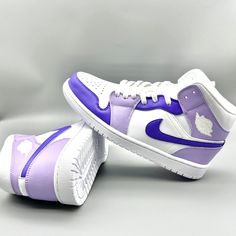 Purple Casual Custom Sneakers For Sports, Casual Purple Custom Sneakers For Sports, Purple Mid-top Custom Sneakers For Streetwear, Lavender High-top Sneakers For Streetwear, Purple Custom Sneakers For Streetwear With Round Toe, Purple High-top Custom Sneakers For Streetwear, Purple Mid-top Custom Sneakers, Purple Casual Mid-top Custom Sneakers, Custom Purple Sneakers For Sports