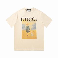 Gucci Boy And His Dog Print Basic Cotton T Shirt   Light YellowGucci Boy And His Dog Print Basic Cotton T Shirt   Light Yellow   This model reduces inventory waste and allows customers to create personalized designs. These t-shirts are made from high-quality materials and come in a range of sizes and colors, making them versatile for any occasion. Boy And His Dog, Summer Style Casual, Couple Outfits, Mua Sắm, Dog Print, White Beige, Light Yellow, Fashion Prints, Cotton T Shirt