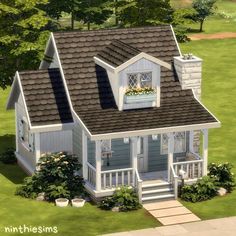 this is an artist's rendering of a house in the middle of a yard