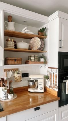 the kitchen counter is clean and ready for us to use as an appliance