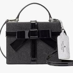 Kate Spade Gift Box Crossbody Purse Elegant Kate Spade Glitter Bags, Glamorous Black Bag For Gift, Glamorous Black Bag For Gifts, Kate Spade Black Party Bag, Chic Kate Spade Bag As A Gift, Chic Kate Spade Party Bags, Kate Spade Handbag, Leopard Bag, Kate Spade Crossbody Purse