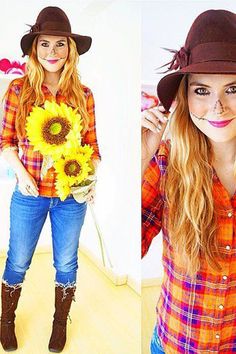 9 Super Easy DIY Halloween Costumes You Won't Believe Are DIY  - Seventeen.com Modest Halloween Costumes, Costumes Faciles, Diy Fantasia, Meme Costume, Halloween Costumes To Make, Scarecrow Costume, Holloween Costume, Diy Kostüm, Hallowen Costume