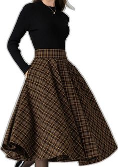 Autumn Skirt, Wool Plaid Skirt, Skirt Winter, Below The Knee Skirt, Skirt Wool, Wool Clothing, Wool Skirt, Style Change, Skirt Women