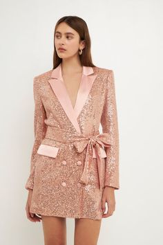 Shop Designer & Luxury Fashion for Women's Clothing | Objectrare.com Sequin Blazer, Belted Blazer, Sequin Fabric, Blazer Fashion, Express Dresses, Blazer Dress, Cocktail Dress Party, Flare Dress, Dress Collection