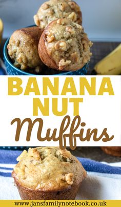 banana nut muffins with text overlay