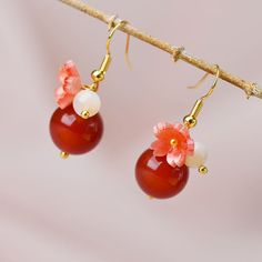 Agate Drop Earrings, Elegant Beaded Agate Earrings, Bead Earring, Earrings To Make, Red Agate, Online Earrings, Agate Beads, Jewelry Inspo, Beaded Earrings