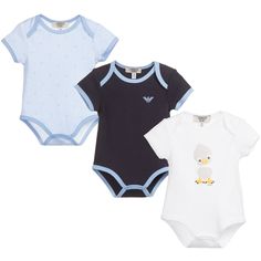 ARMANI NEWBORN Baby Boys Blue Bodyvest Gift Set (Pack of 3) Baby Clothes Boy, Dream Baby, Boys Set, Baby Gift Sets