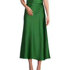 **Nwt** Bought It A Few Months Ago For A Wedding But Ended Up Using A Dress. Draped Satin Fabrication A-Line Silhouette Midi Length Unlined Side Zip And Hook Closure Approx. 33" In Length Polyester Dry Clean Satin Maxi Skirt, Satin Midi Skirt, Satin Maxi, Antonio Melani, Satin Skirt, Women Skirts Midi, Dillard's, Modern Woman, Side Zip