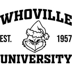 the logo for whovillee university with santa claus's hat and beard on it