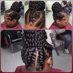 6 Braids, Braided Bun Styles, Goddess Braids Updo, Goddess Braid, Corn Rolls, Bangs Updo, Crown Braids, Braids Updo, Updo Bun