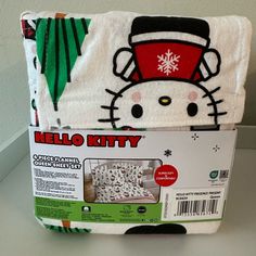 the hello kitty blanket has been folded up