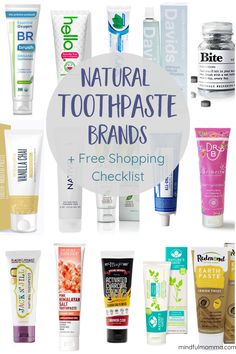 Find all the best natural toothpaste brands that are SLS-free, fluoride-free, vegan and non-toxic. This comprehensive list includes activated charcoal toothpaste, whitening toothpaste, zero waste toothpaste, kid-friendly toothpaste and more. Learn why conventional toothpaste is not healthy and get a FREE printable toothpaste shopping checklist to help you find the brands that work for you! #toothpaste #ecofriendly #naturalproducts #health via @mindfulmomma   via @mindfulmomma Clean Toothpaste, Non Toxic, Homemade Organic Toothpaste, Green Toothpaste, Organic Toothpaste Diy, Non Toxic Toothpaste, Non Toxic Living, Non Toxic Beauty Products, Healthy Toothpaste