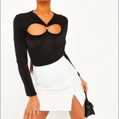 Missguided Bodysuit. New With Tags. Black Cutout Bodysuit For Spring, Spring Black Cutout Bodysuit, Chic Cutout Bodysuit For Night Out, Barbie Bodysuit, Tye Dye Print, Tan Bodysuit, Fishnet Bodysuit, Scoop Neck Bodysuit, Floral Bodysuit