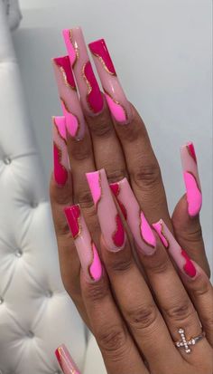 Colorful Baddie Nails, Xl Acrylic Nail Designs, Classy Long Acrylic Nails, Dope Nails Square, Long Tapered Square Nail Designs, Long Coffin Nail Designs, Long Acrylic Nail Designs, Colored Acrylic Nails