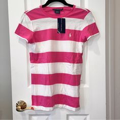 Pink & White Ralph Lauren Vintage Striped T Shirt Ralph Lauren T Shirt, Ralph Lauren Vintage, Striped T Shirt, Ralph Lauren Tops, Shirt Color, Pink White, Colorful Shirts, Ralph Lauren, Tops & Tees