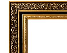 an ornate gold frame on a white background