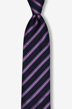 Navy Blue Pink Striped Pre-tied Tie, Tie, GoTie Blue Tailored Ties For Business, Classic Multicolor Office Ties, Classic Navy Ties For Work, Navy Fitted Tie For Office, Necktie Pattern, Brown Tie, Paisley Tie, Professional Wear, Plaid Tie