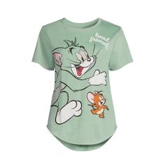 Nwt Tom And Jerry Women's Graphic Tee With Short Sleeves Size Large This Cute Tom And Jerry Tee Is A Fun Addition To Your Casual Collection. Best Friends For Life! Soft And Silky, With A Relaxed Fit, This Graphic Tee Is The Perfect Start To Your Weekend Outfit Perfect Tee To Wear With Your Favorite Pair Of Jeans. 65% Polyester/35% Rayon Machine Washable All Orders Ship Next Business Day! Green Graphic Print Top For Loungewear, Graphic Tee With Cartoon Print And Short Sleeves, Tom And Jerry Clothes, Tom And Jerry Tshirts, Hello Kitty Print Short Sleeve Graphic Tee, Green Cartoon Print Short Sleeve T-shirt, Friends For Life, Tom Y Jerry, Best Friends For Life