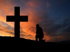 a person kneeling in front of a cross with the words prayer is the language god uses to change people's lives