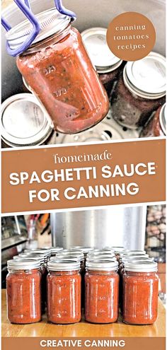 the cover of homemade spaghetti sauce for canning