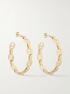 Rabanne's gold-tone hoop earrings are designed with the same interlocking chain links as its signature 'Nano' bags. Wear them for both day and evening occasions. Elegant Everyday Hoop Earrings With Chain Detail, Elegant Gold Chain Link Hoop Earrings, Elegant Small Hoop Chain Earrings, Elegant Small Hoop Earrings With Chain Detail, Elegant Chain Link Hoop Earrings For Everyday, Elegant Everyday Chain Link Hoop Earrings, Chain Links, Earrings In Gold, Paco Rabanne