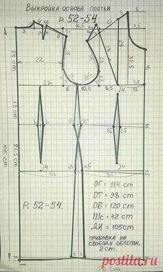 a drawing of a dress pattern with measurements